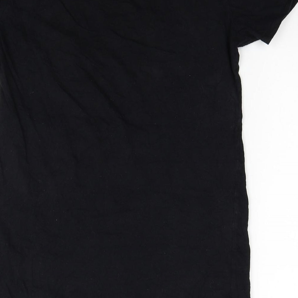 Stylewise Womens Black Cotton Basic T-Shirt Size S Round Neck - Queen