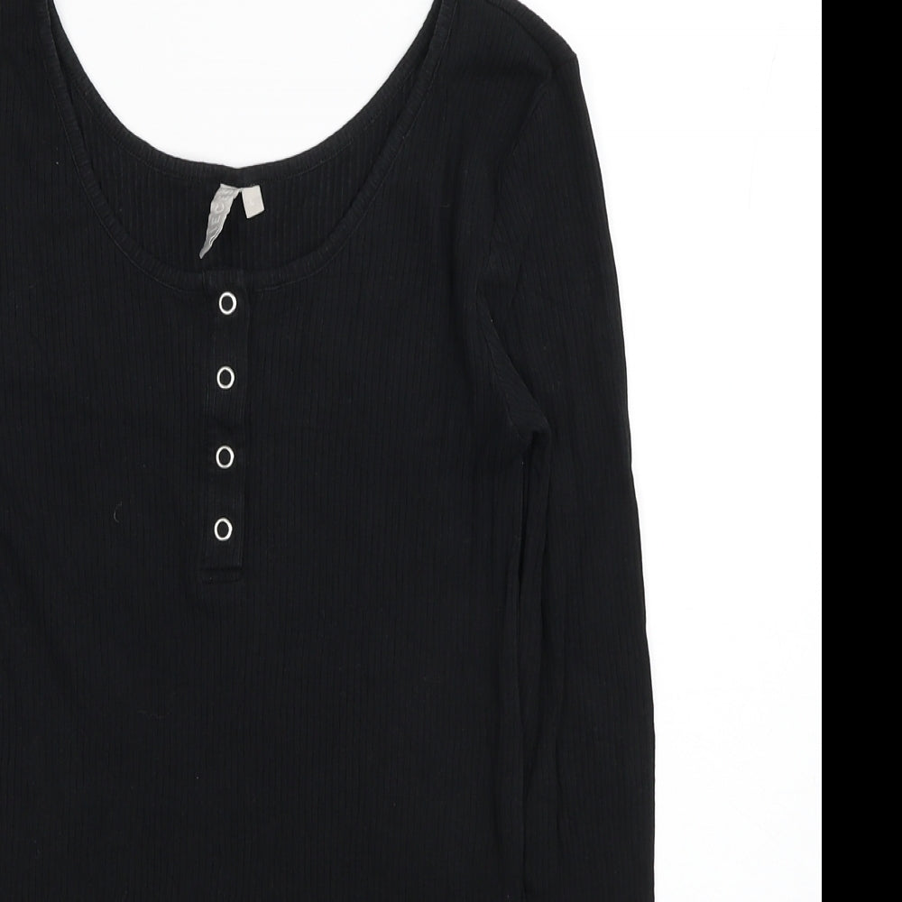 Pieces Womens Black Scoop Neck Cotton Pullover Jumper Size L
