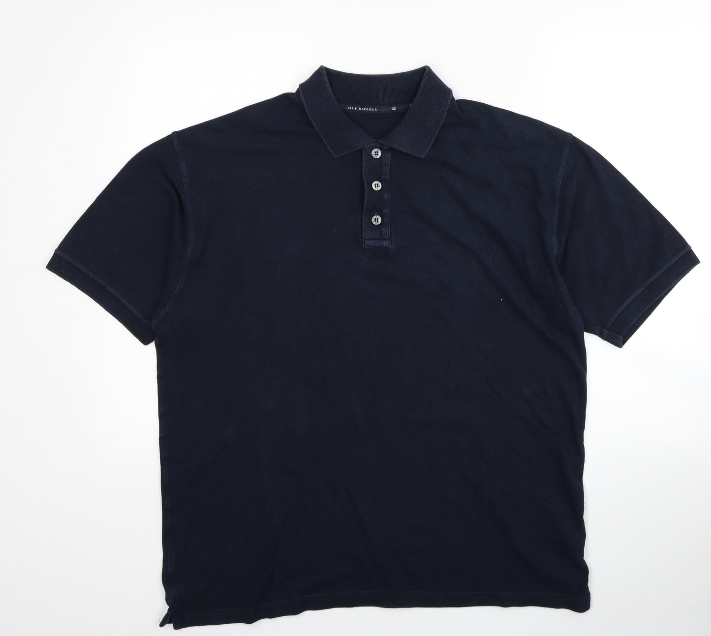 Blue Harbour Mens Blue Cotton Polo Size M Collared Pullover