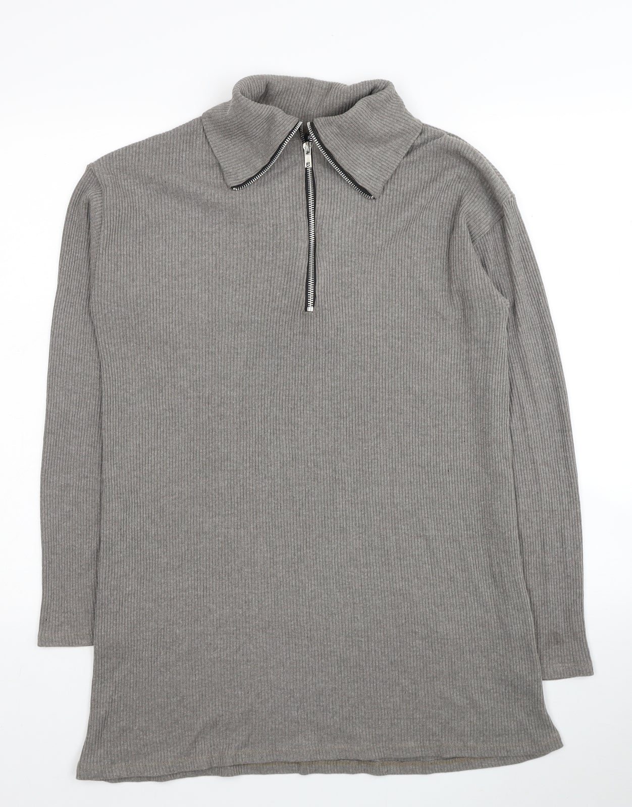 PRETTYLITTLETHING Womens Brown Cotton Jumper Dress Size 12 Collared Pullover