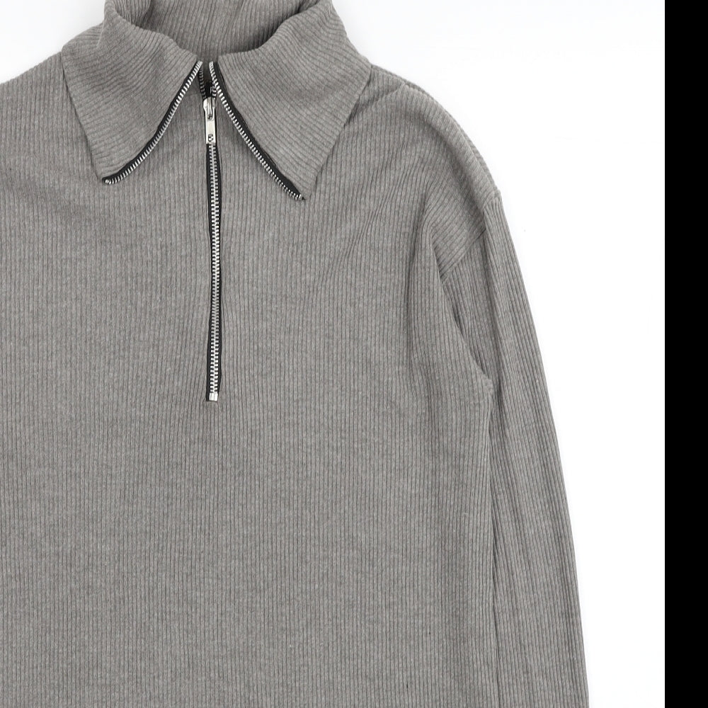 PRETTYLITTLETHING Womens Brown Cotton Jumper Dress Size 12 Collared Pullover