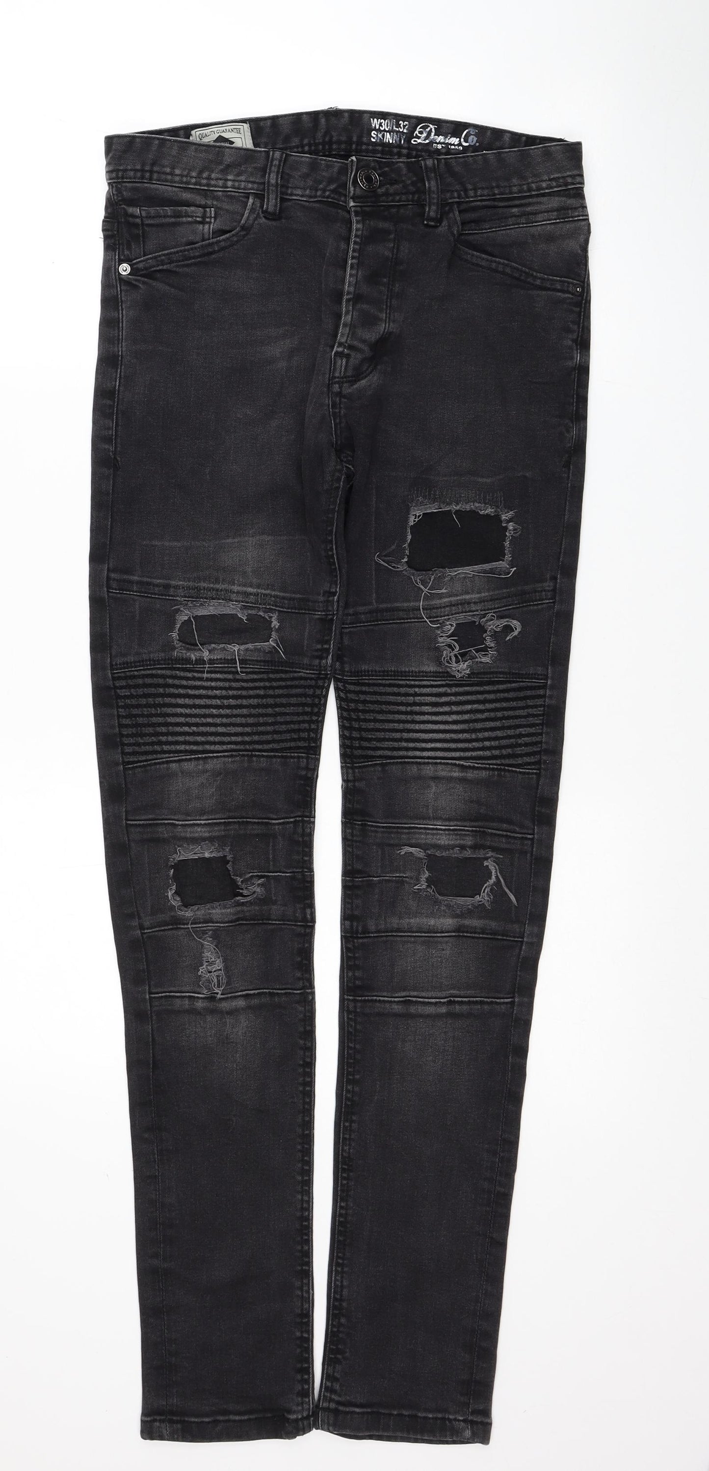 Denim & Co. Mens Black Cotton Skinny Jeans Size 30 L32 in Regular Button