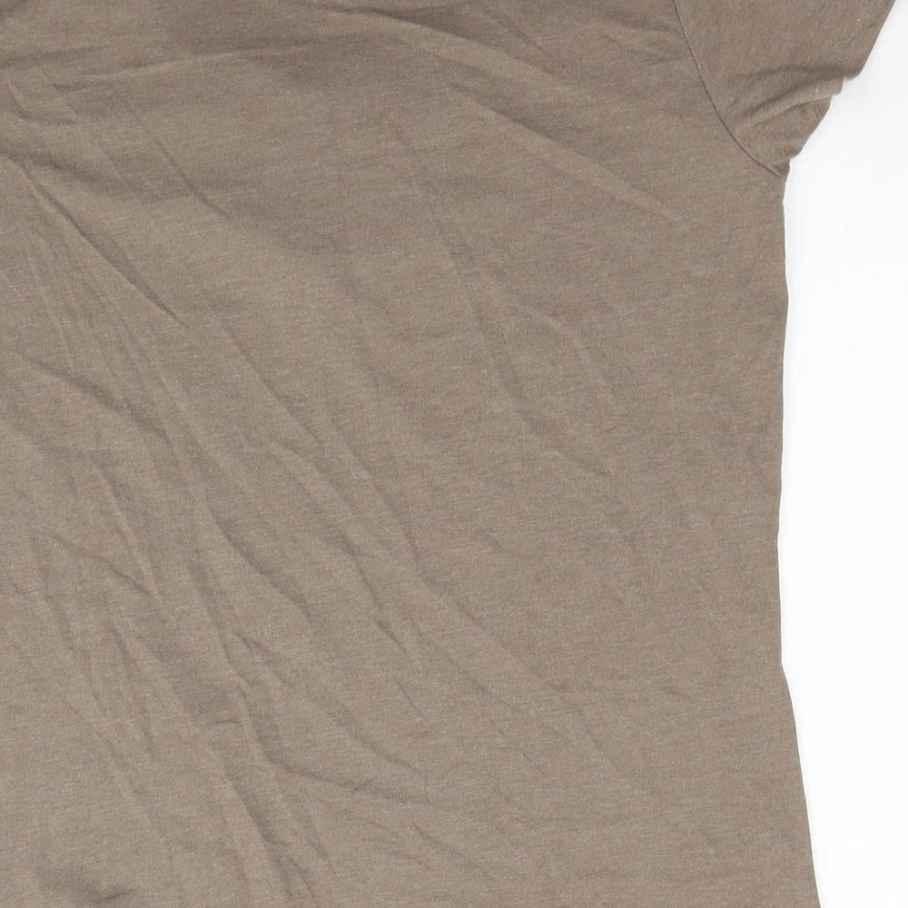 Together Womens Brown Cotton Basic T-Shirt Size 14 Scoop Neck - Lace Detail