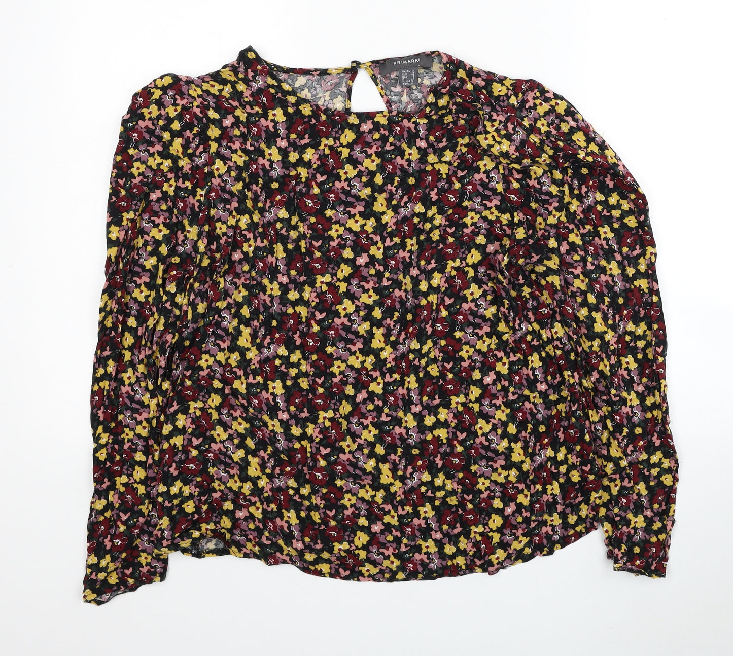 Primark Womens Multicoloured Floral Viscose Basic Blouse Size 12 Round Neck