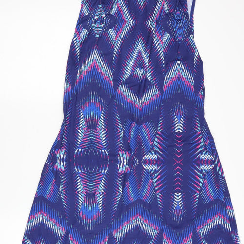 Kaleidoscope Womens Blue Geometric Polyester Tank Dress Size 14 Halter Tie