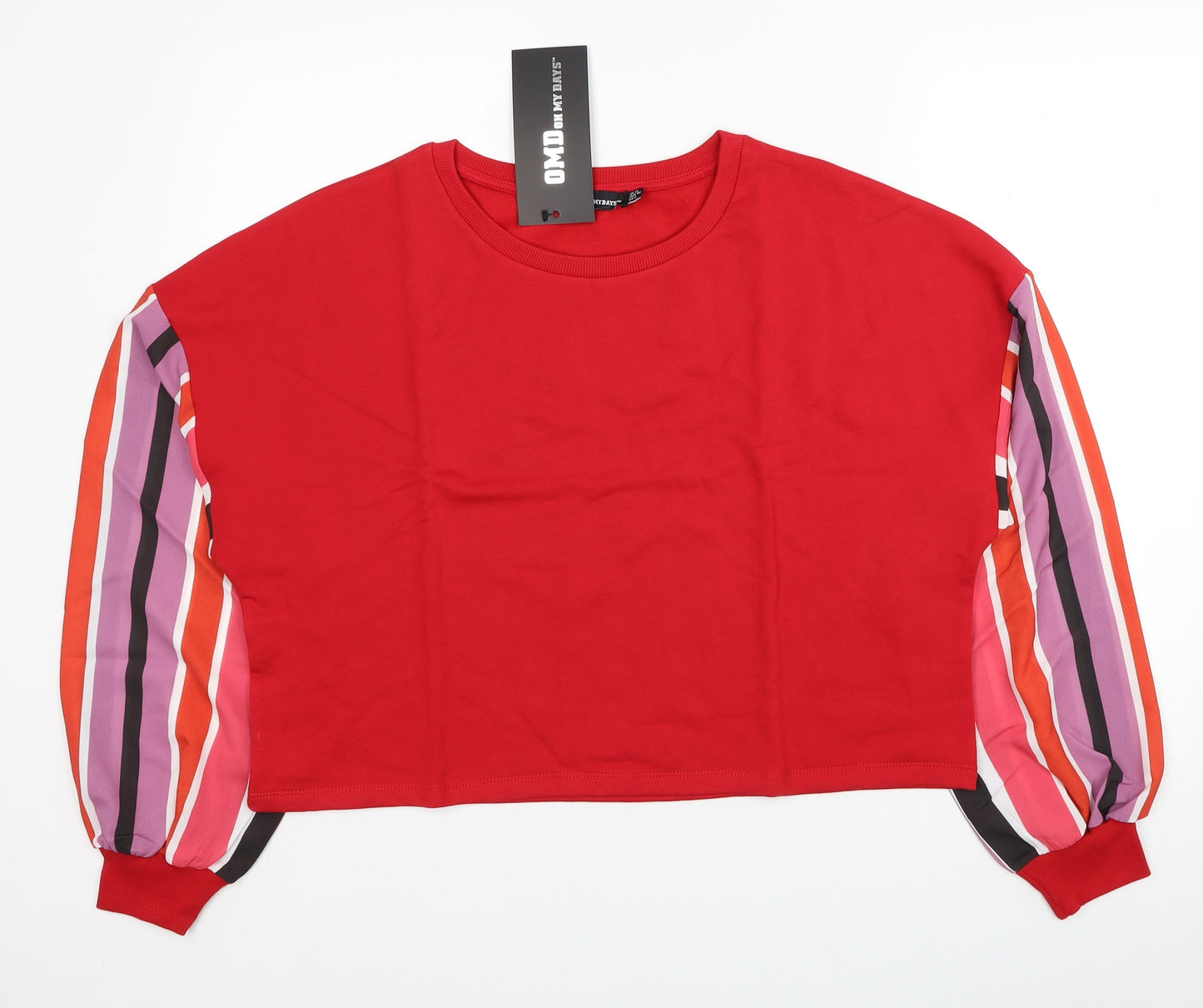 Oh My Days Womens Red Striped Polyester Pullover Sweatshirt Size 12 Pullover - Chiffon Sleeves
