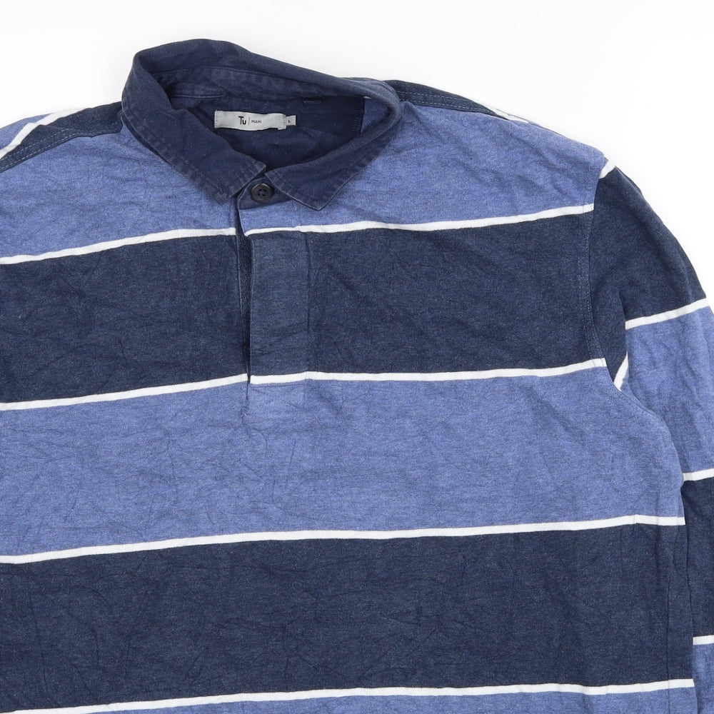 TU Mens Beige Striped Cotton Pullover Sweatshirt Size L