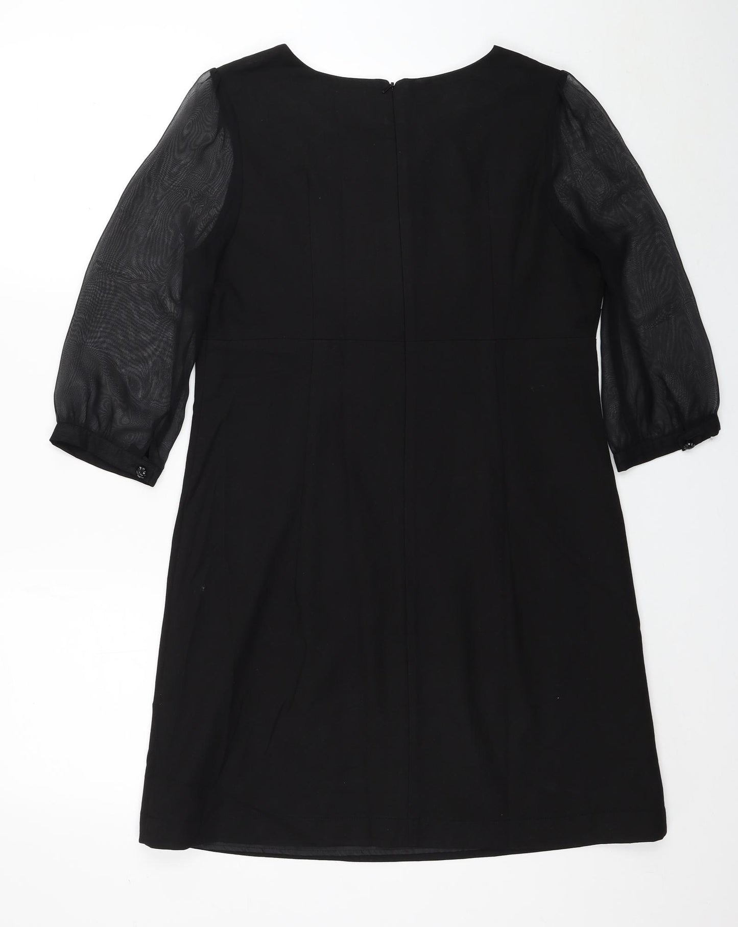 Love Label Womens Black Polyester A-Line Size 12 Round Neck Zip
