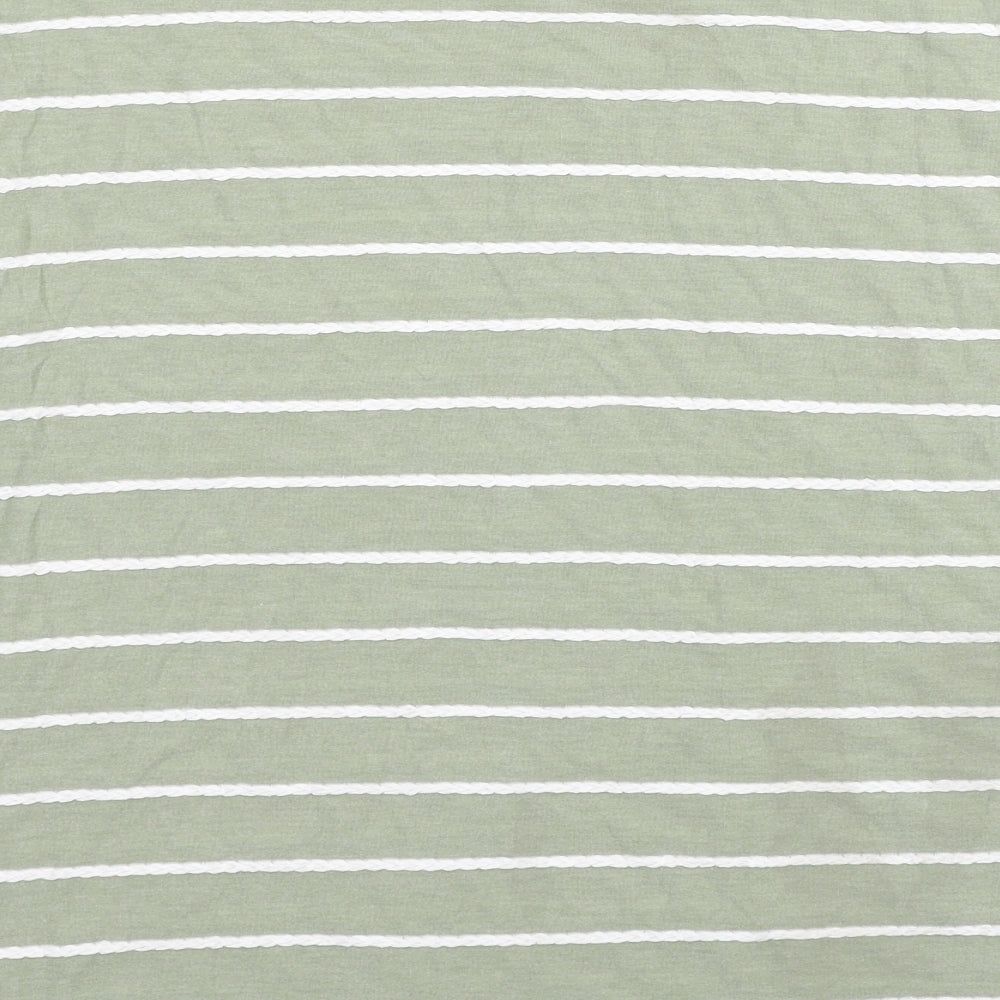 Nutmeg Womens Green Striped Cotton Basic T-Shirt Size 16 Boat Neck