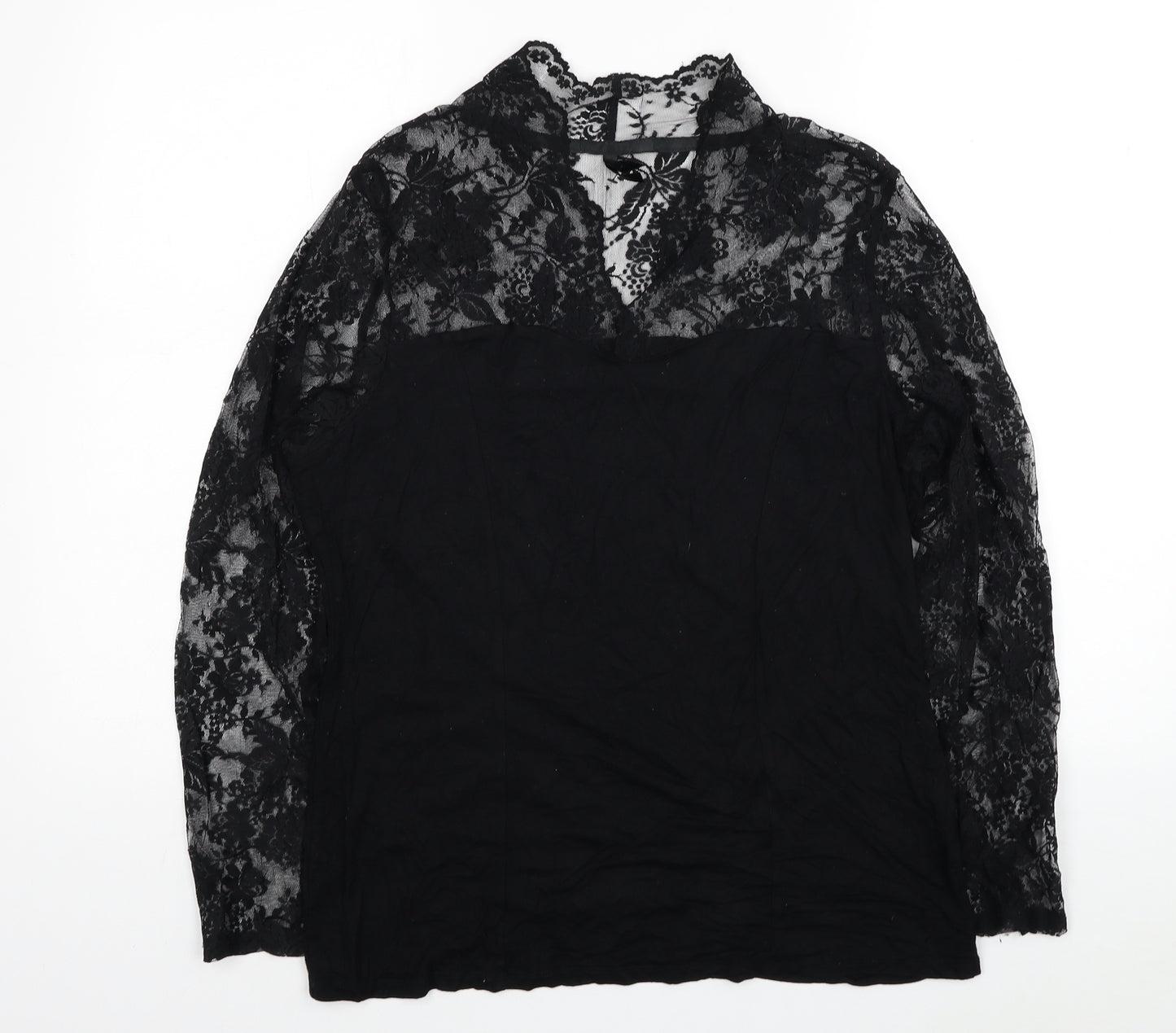 NEXT Womens Black Floral Polyester Basic Blouse Size 18 V-Neck