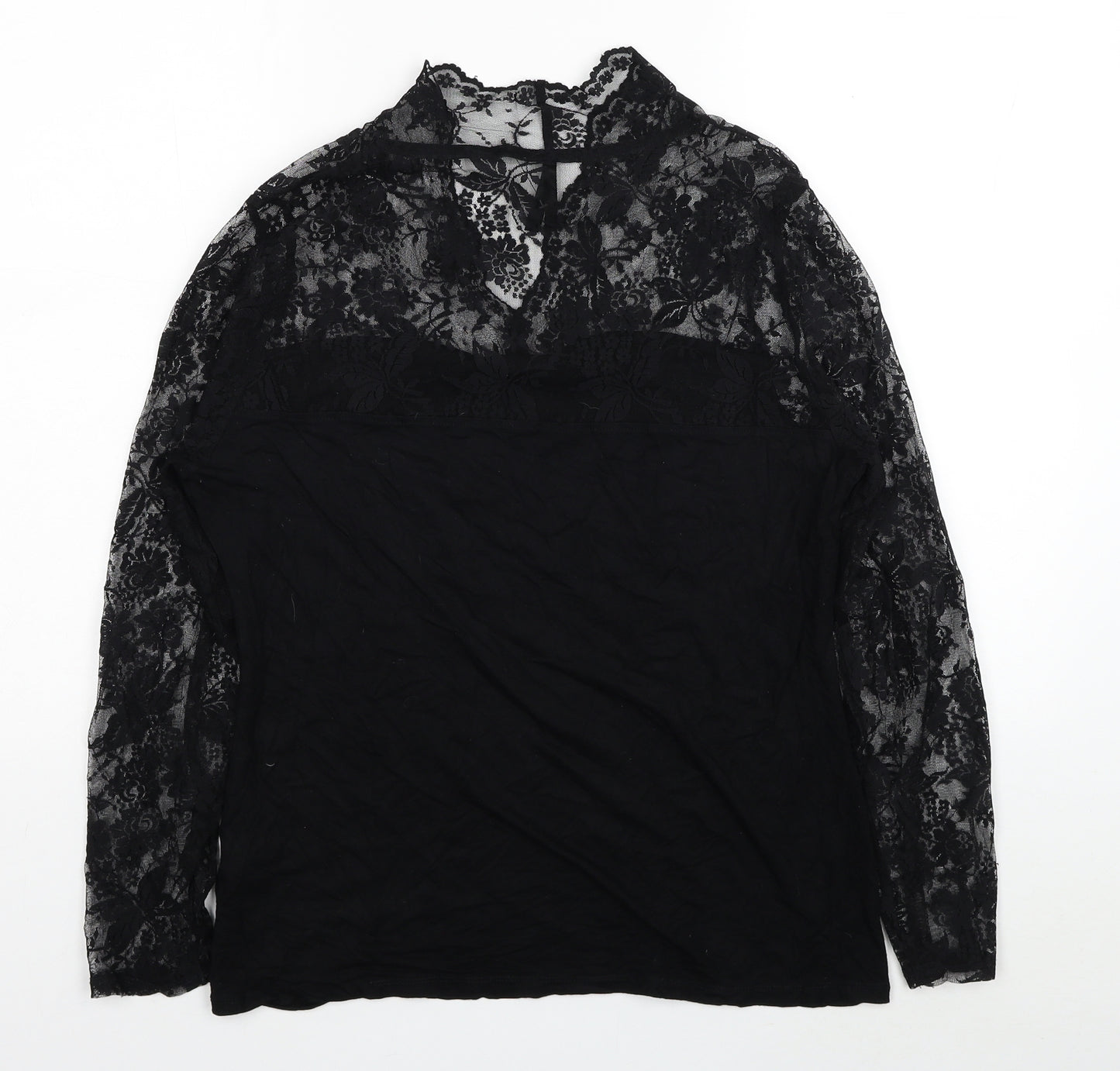 NEXT Womens Black Floral Polyester Basic Blouse Size 18 V-Neck