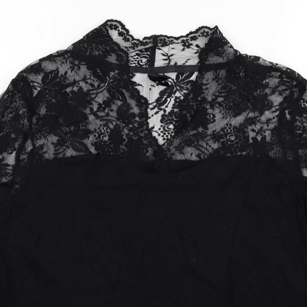 NEXT Womens Black Floral Polyester Basic Blouse Size 18 V-Neck