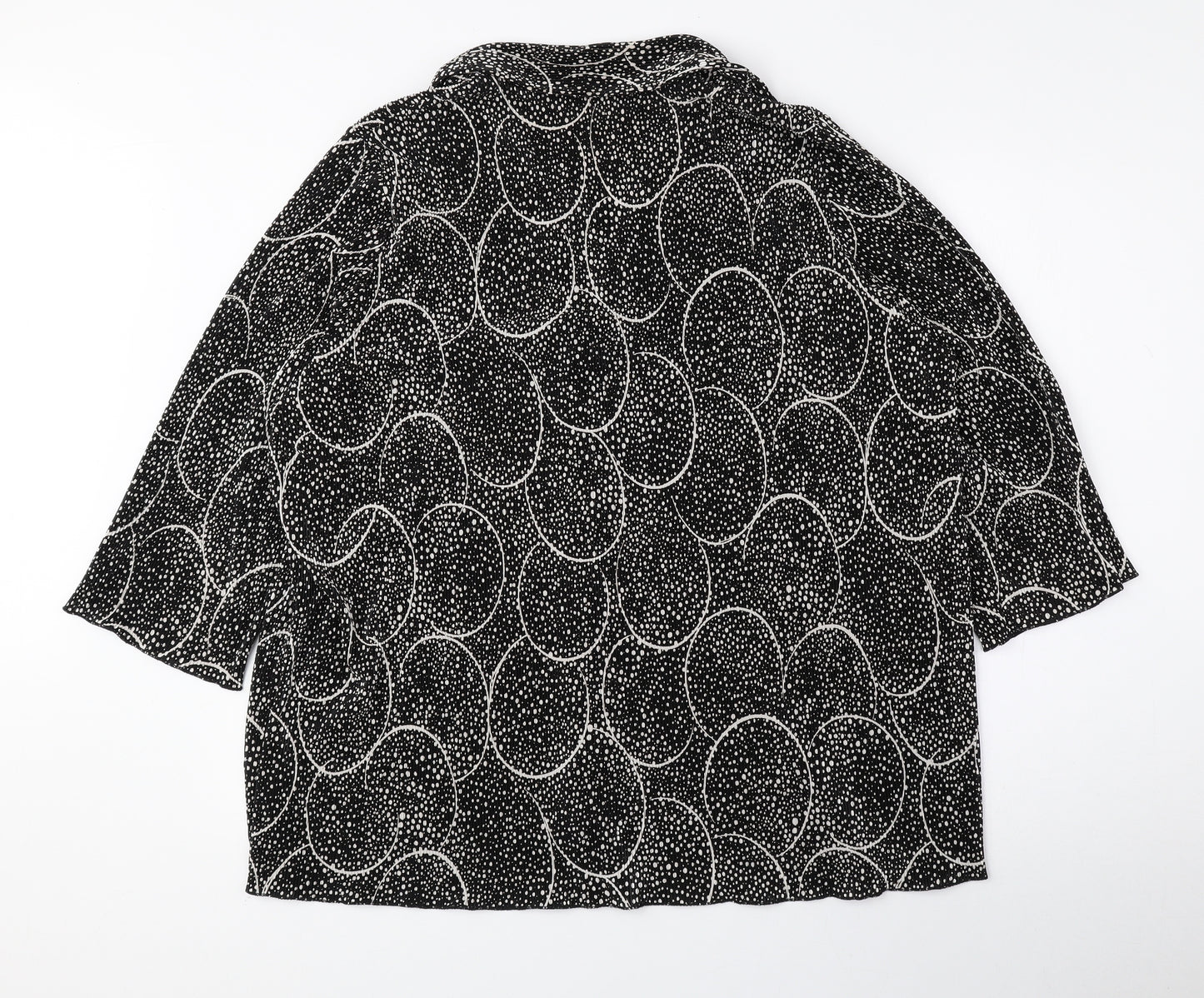 essence Womens Black Geometric Polyester Basic Button-Up Size 26 Collared