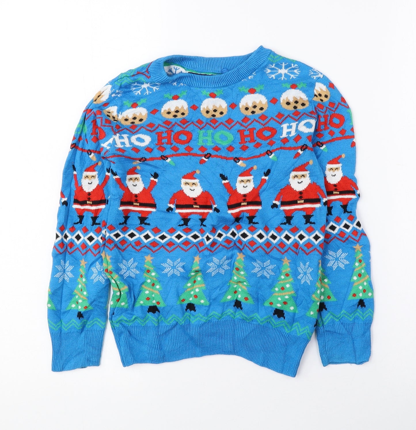 NEXT Boys Multicoloured Round Neck Geometric 100% Cotton Pullover Jumper Size 5 Years Pullover - Christmas Jumper