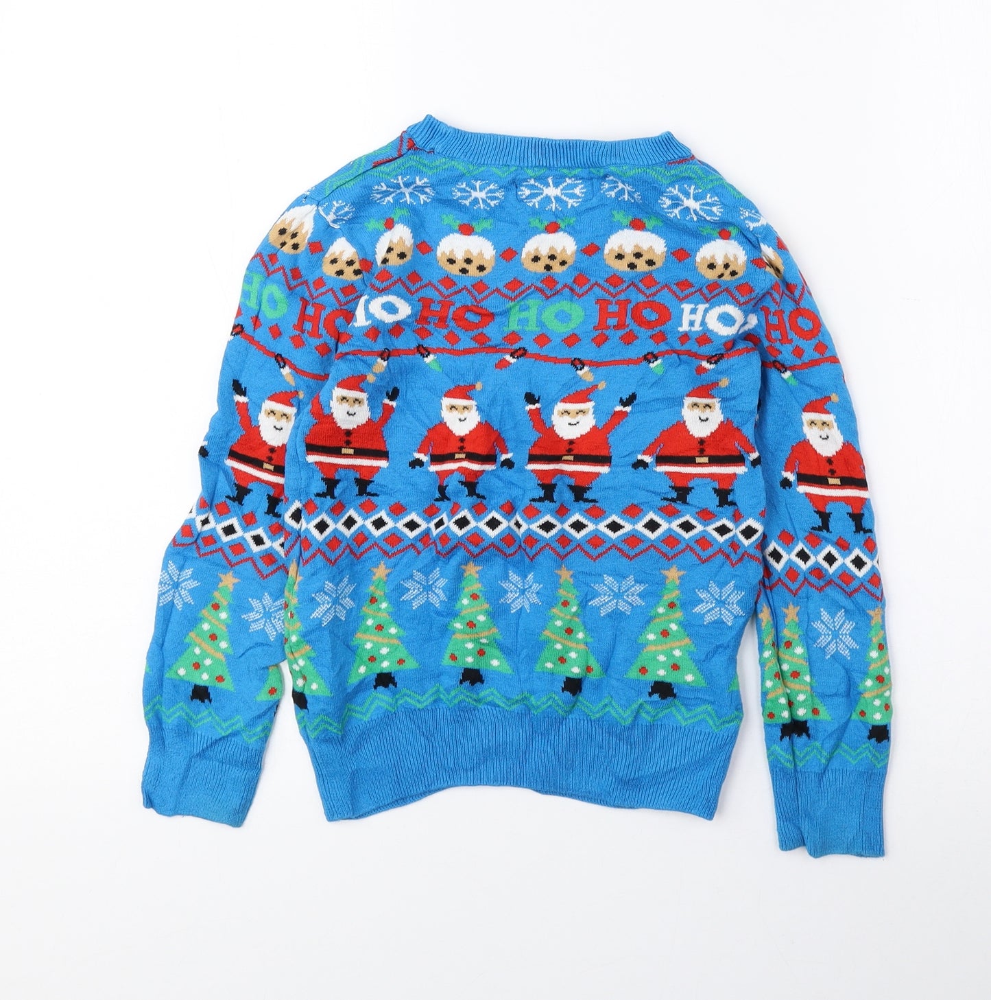 NEXT Boys Multicoloured Round Neck Geometric 100% Cotton Pullover Jumper Size 5 Years Pullover - Christmas Jumper