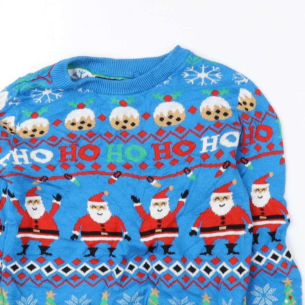 NEXT Boys Multicoloured Round Neck Geometric 100% Cotton Pullover Jumper Size 5 Years Pullover - Christmas Jumper