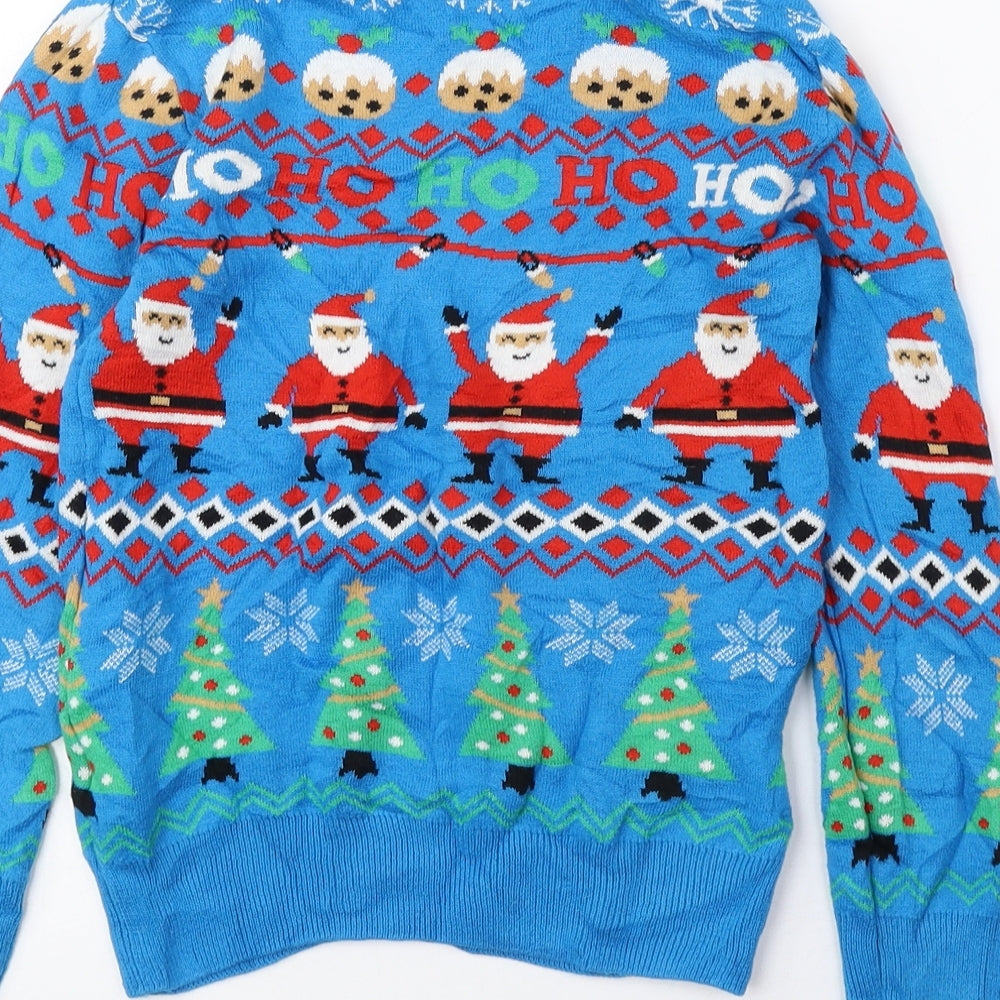 NEXT Boys Multicoloured Round Neck Geometric 100% Cotton Pullover Jumper Size 5 Years Pullover - Christmas Jumper