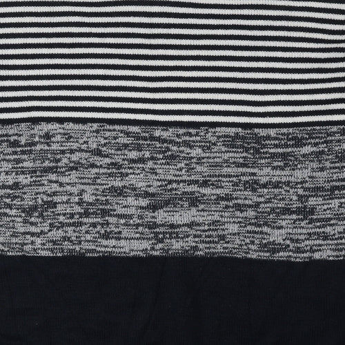 Brave Soul Mens Blue Round Neck Striped Acrylic Pullover Jumper Size XL