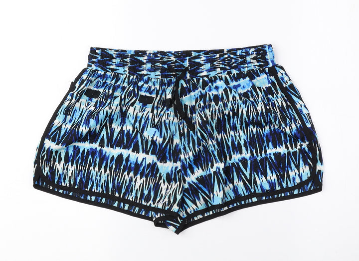 Denim & Co. Womens Blue Geometric Polyester Hot Pants Shorts Size 10 Regular Pull On