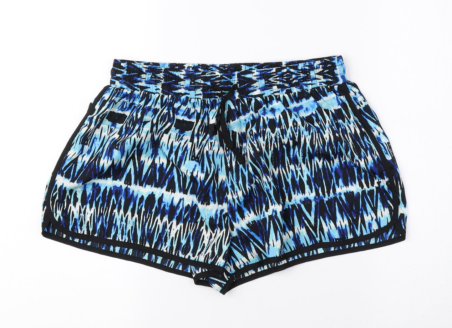 Denim & Co. Womens Blue Geometric Polyester Hot Pants Shorts Size 10 Regular Pull On