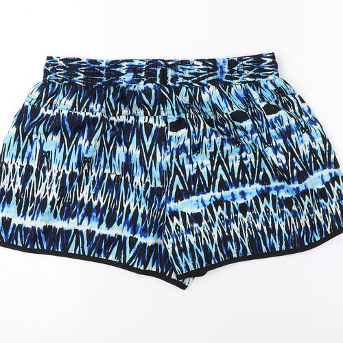 Denim & Co. Womens Blue Geometric Polyester Hot Pants Shorts Size 10 Regular Pull On