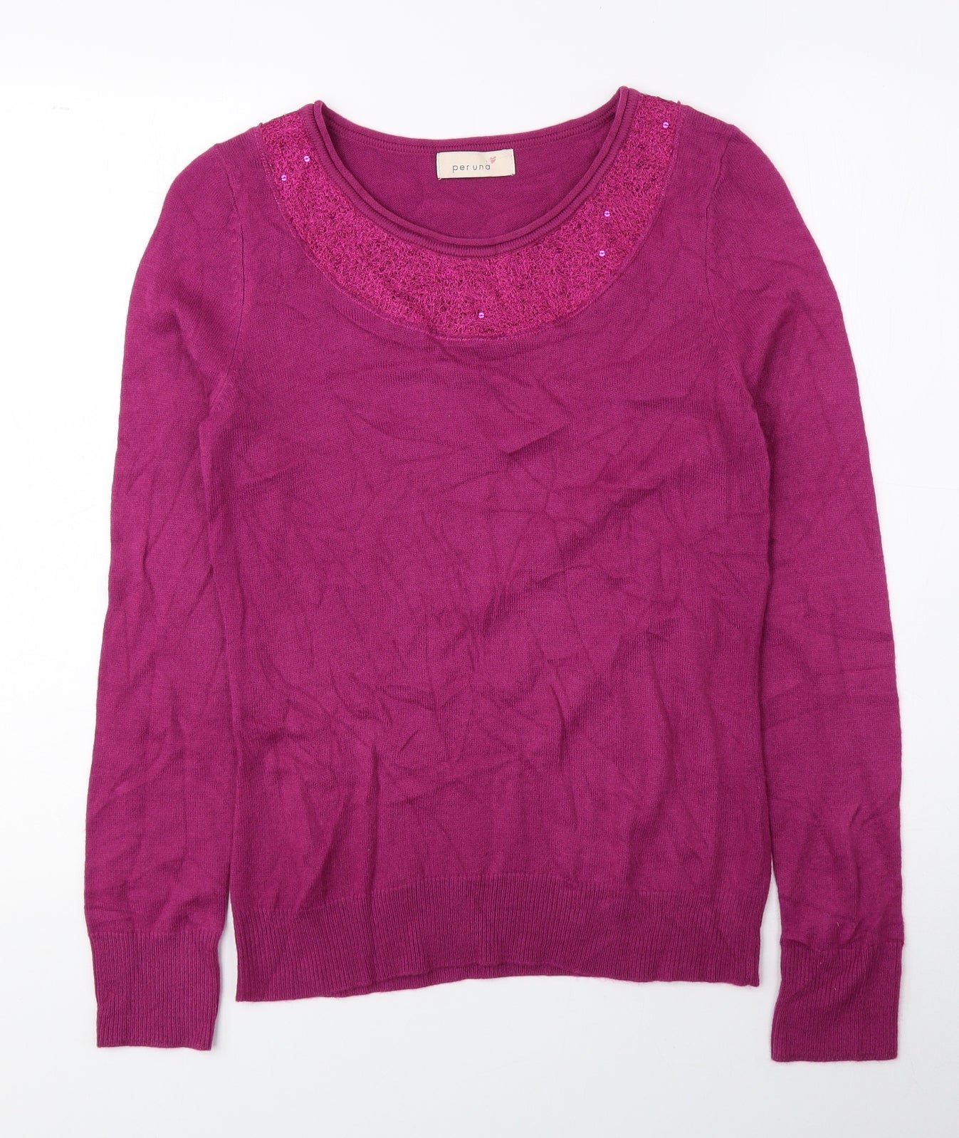 Per Una Womens Pink Round Neck Polyester Pullover Jumper Size 10