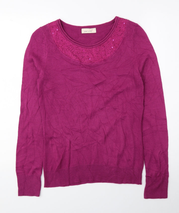 Per Una Womens Pink Round Neck Polyester Pullover Jumper Size 10