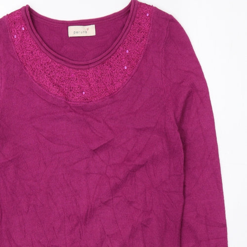 Per Una Womens Pink Round Neck Polyester Pullover Jumper Size 10