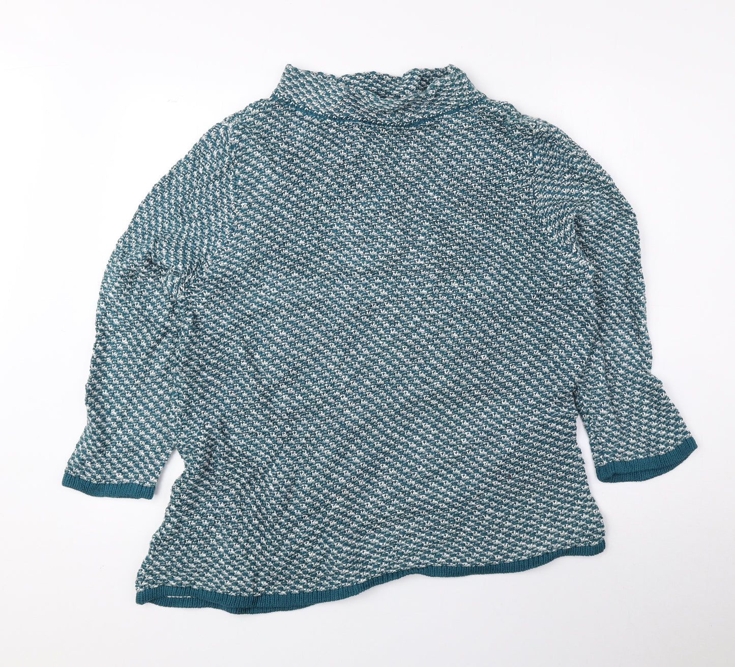 Laura Ashley Womens Blue High Neck Cotton Pullover Jumper Size 18