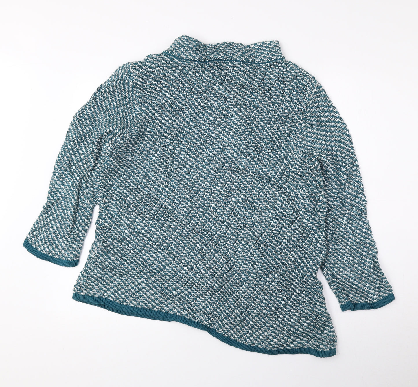 Laura Ashley Womens Blue High Neck Cotton Pullover Jumper Size 18