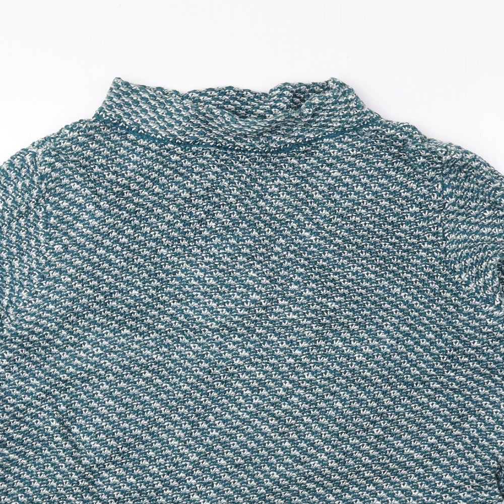 Laura Ashley Womens Blue High Neck Cotton Pullover Jumper Size 18