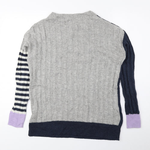 Marks and Spencer Mens Blue Round Neck Striped Acrylic Pullover Jumper Size XS