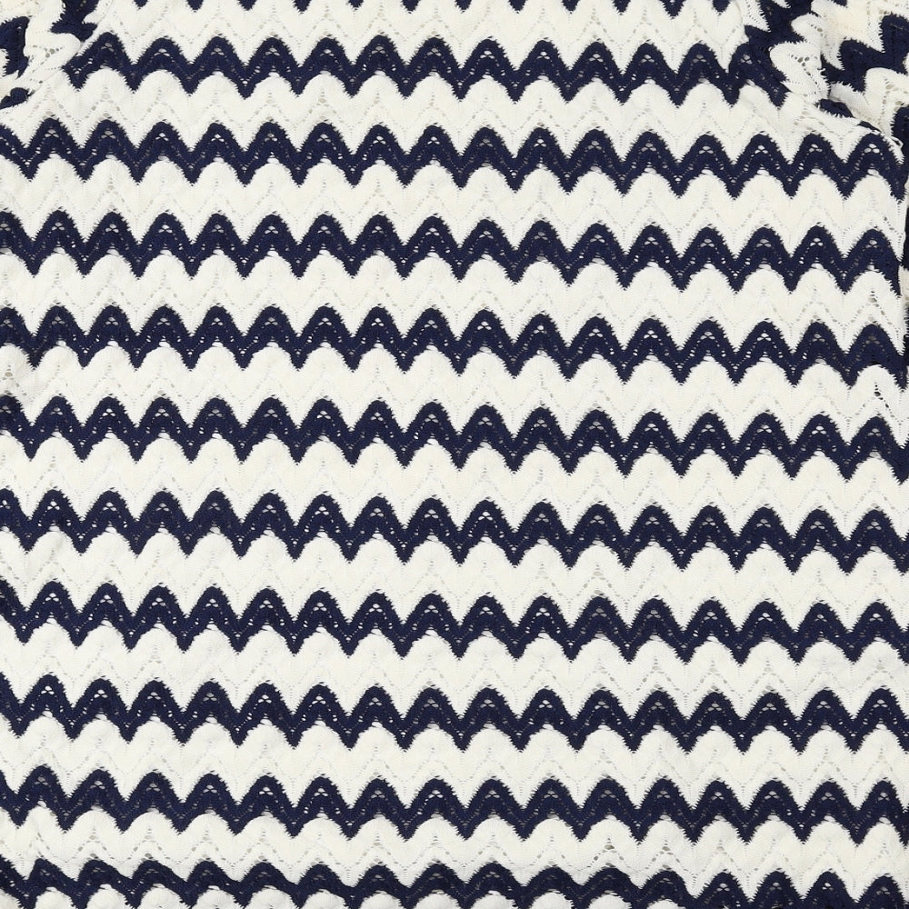 F&F Womens Blue Geometric Polyester A-Line Size 22 Round Neck Pullover