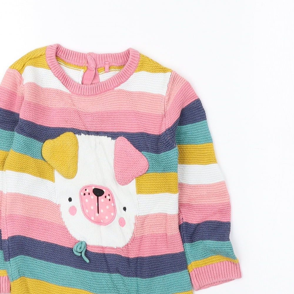 TU Multicoloured Striped 100% Cotton Pullover Jumper Size 12-18 Months Pullover - Dog