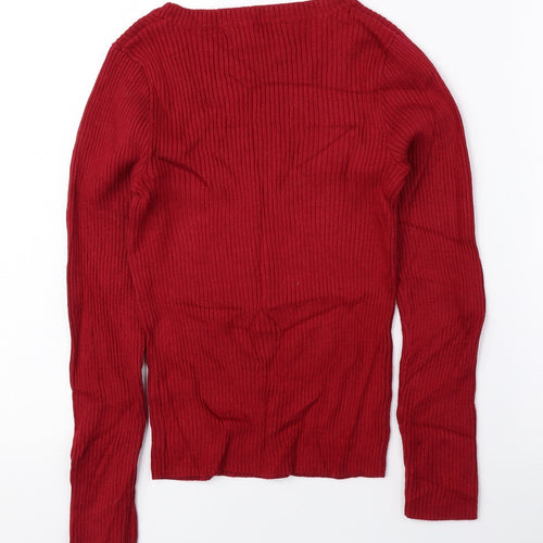 If It Were Me Girls Red Round Neck Cotton Pullover Jumper Size 11-12 Years Pullover - Ribbed