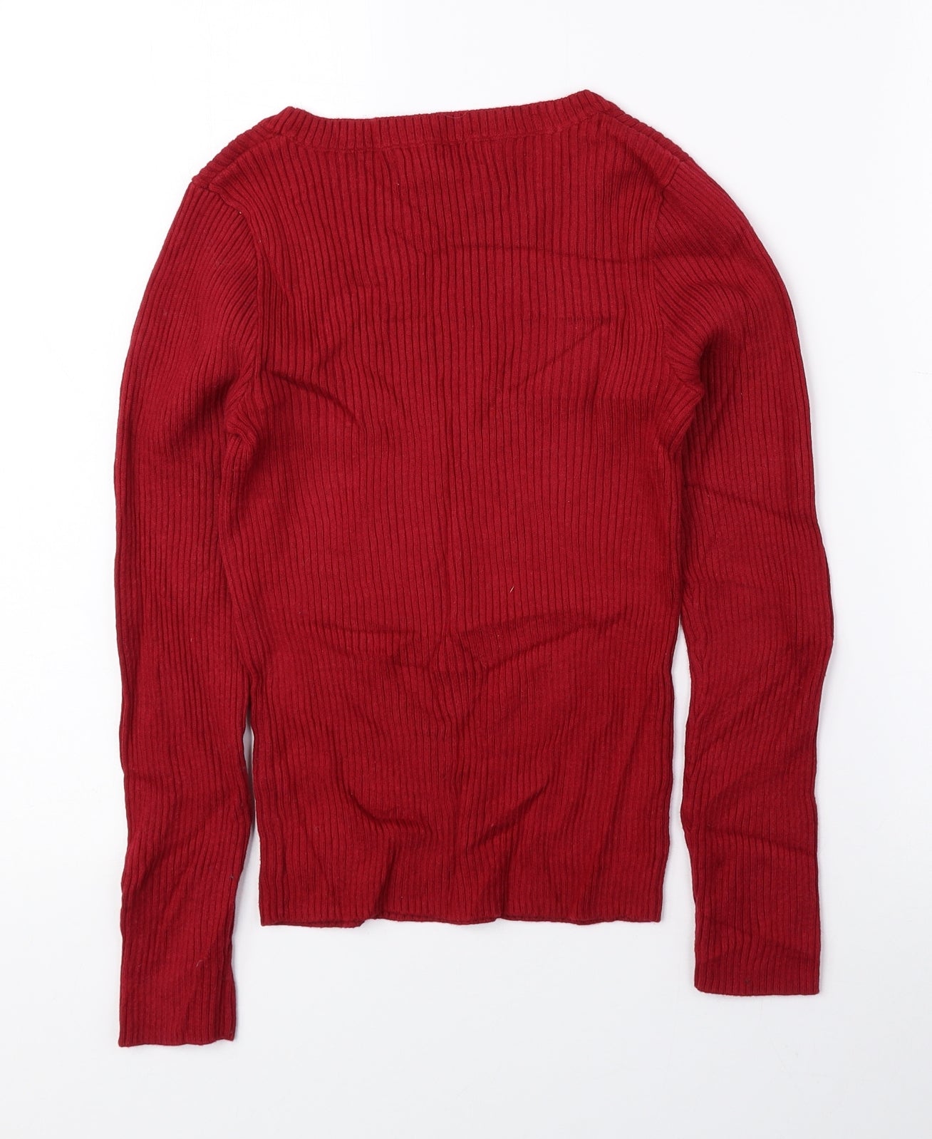 If It Were Me Girls Red Round Neck Cotton Pullover Jumper Size 11-12 Years Pullover - Ribbed