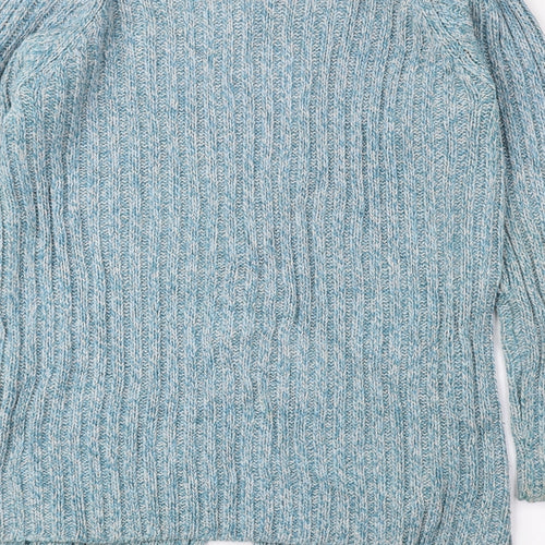 EWM Womens Blue V-Neck Acrylic Cardigan Jumper Size S - Ribbed