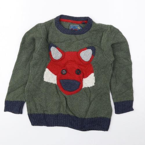 TU Boys Multicoloured Round Neck Cotton Pullover Jumper Size 4-5 Years Pullover - Fox
