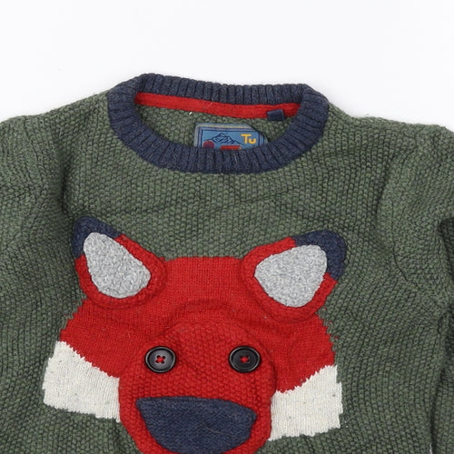 TU Boys Multicoloured Round Neck Cotton Pullover Jumper Size 4-5 Years Pullover - Fox