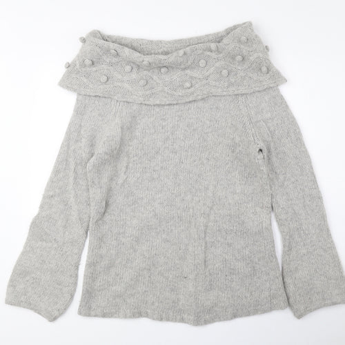 Per Una Womens Grey Roll Neck Polyester Pullover Jumper Size M