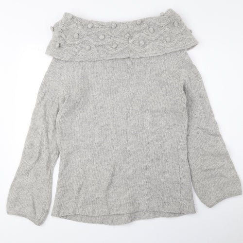 Per Una Womens Grey Roll Neck Polyester Pullover Jumper Size M