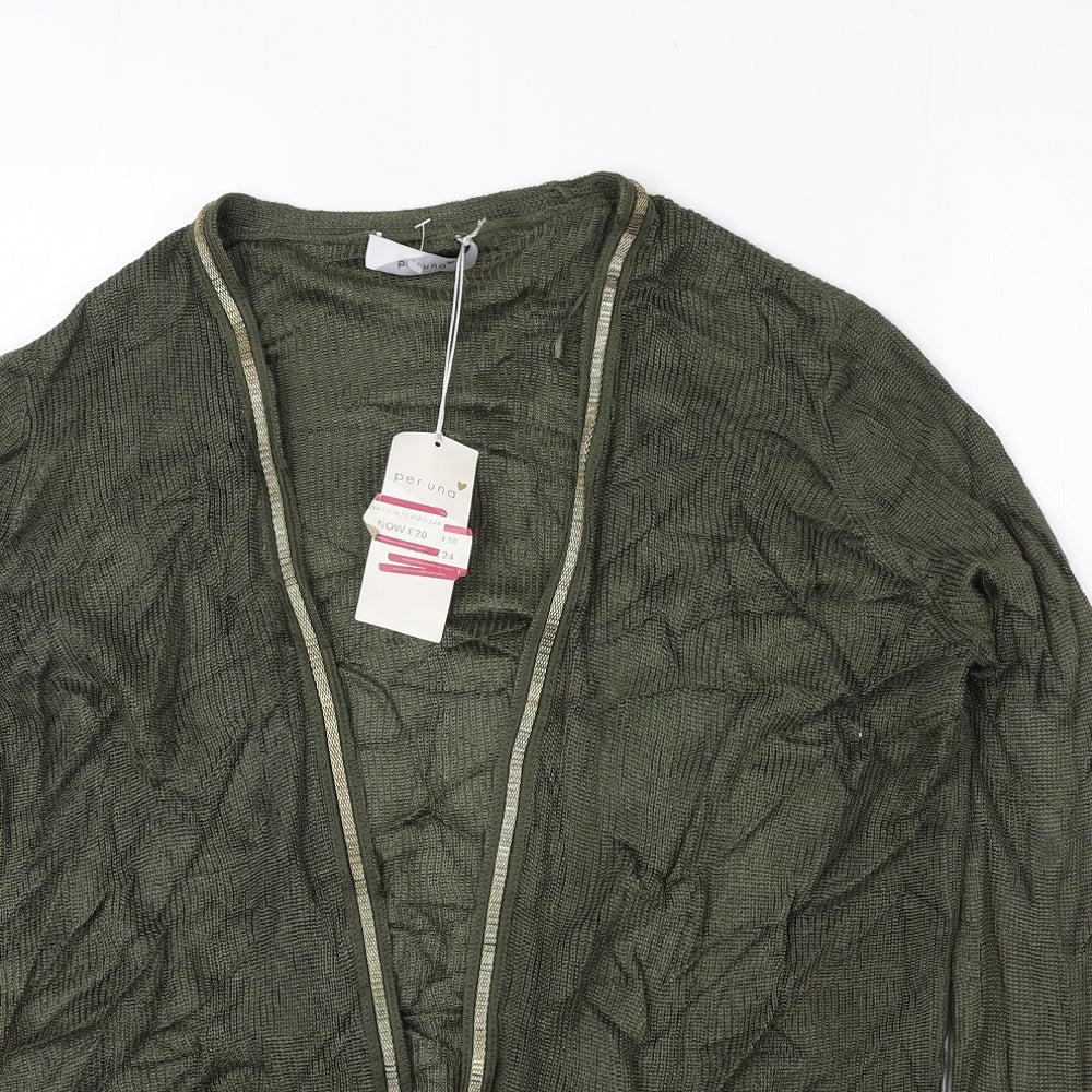 Per Una Womens Green V-Neck Viscose Cardigan Jumper Size 10