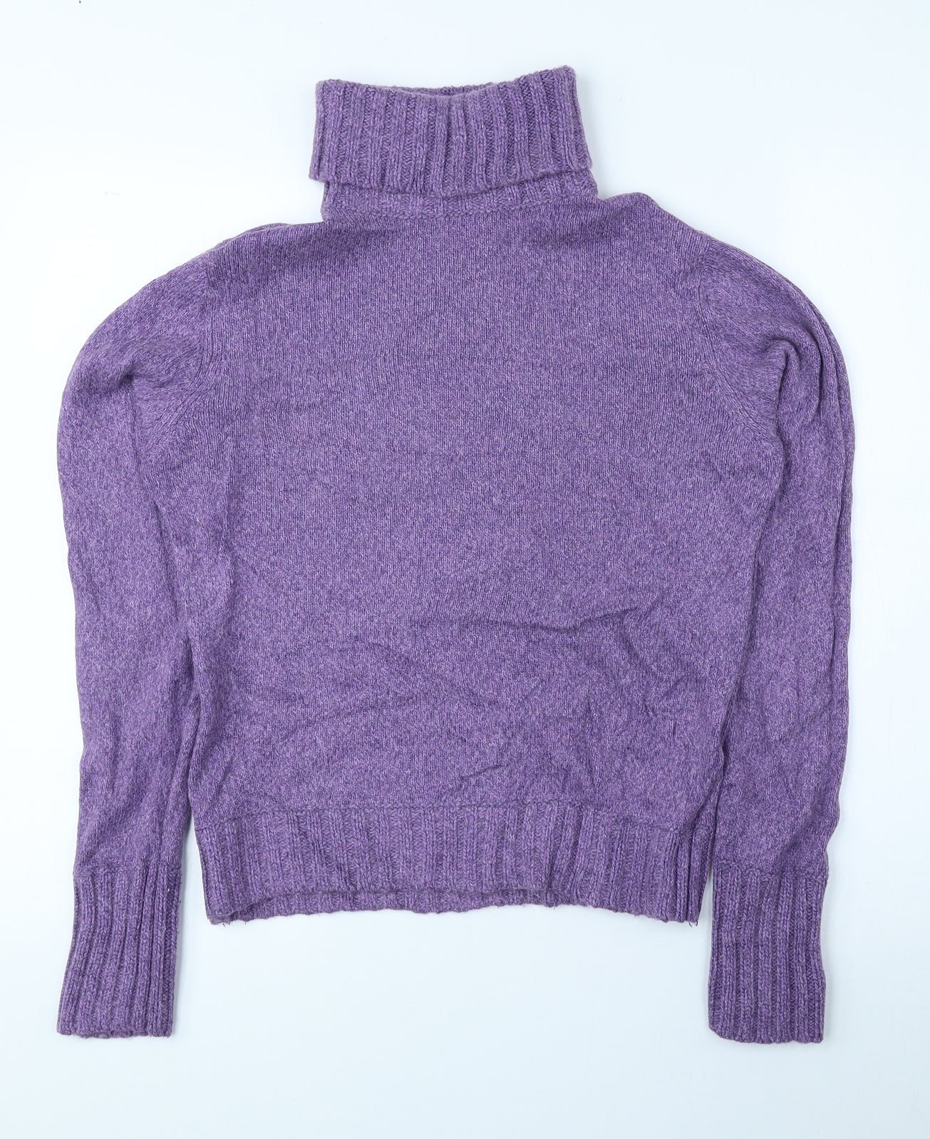 Marks and Spencer Womens Purple Roll Neck Cotton Pullover Jumper Size 12