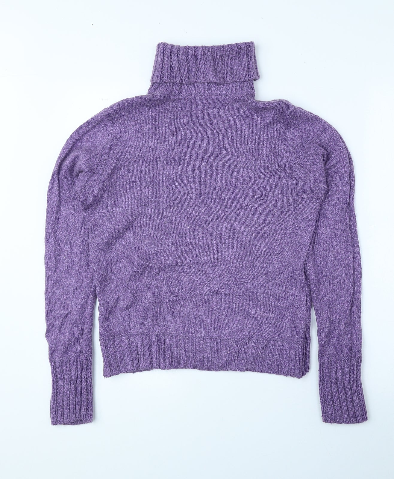 Marks and Spencer Womens Purple Roll Neck Cotton Pullover Jumper Size 12