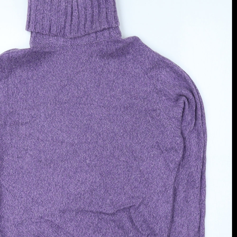 Marks and Spencer Womens Purple Roll Neck Cotton Pullover Jumper Size 12