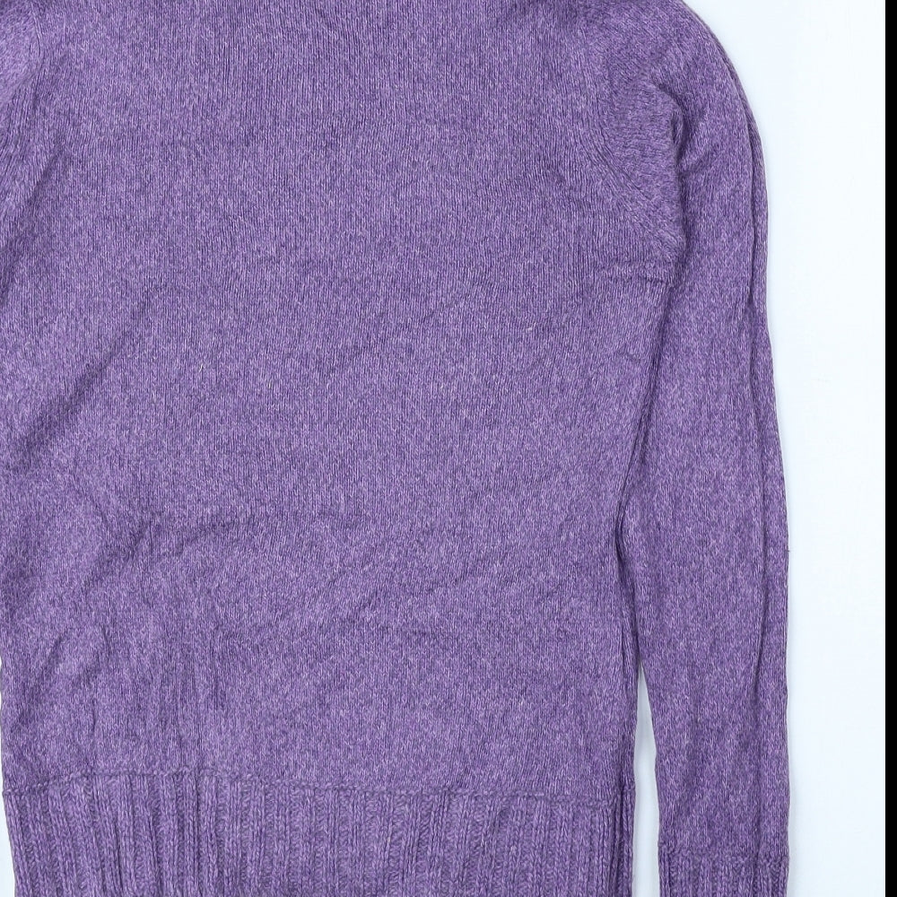 Marks and Spencer Womens Purple Roll Neck Cotton Pullover Jumper Size 12