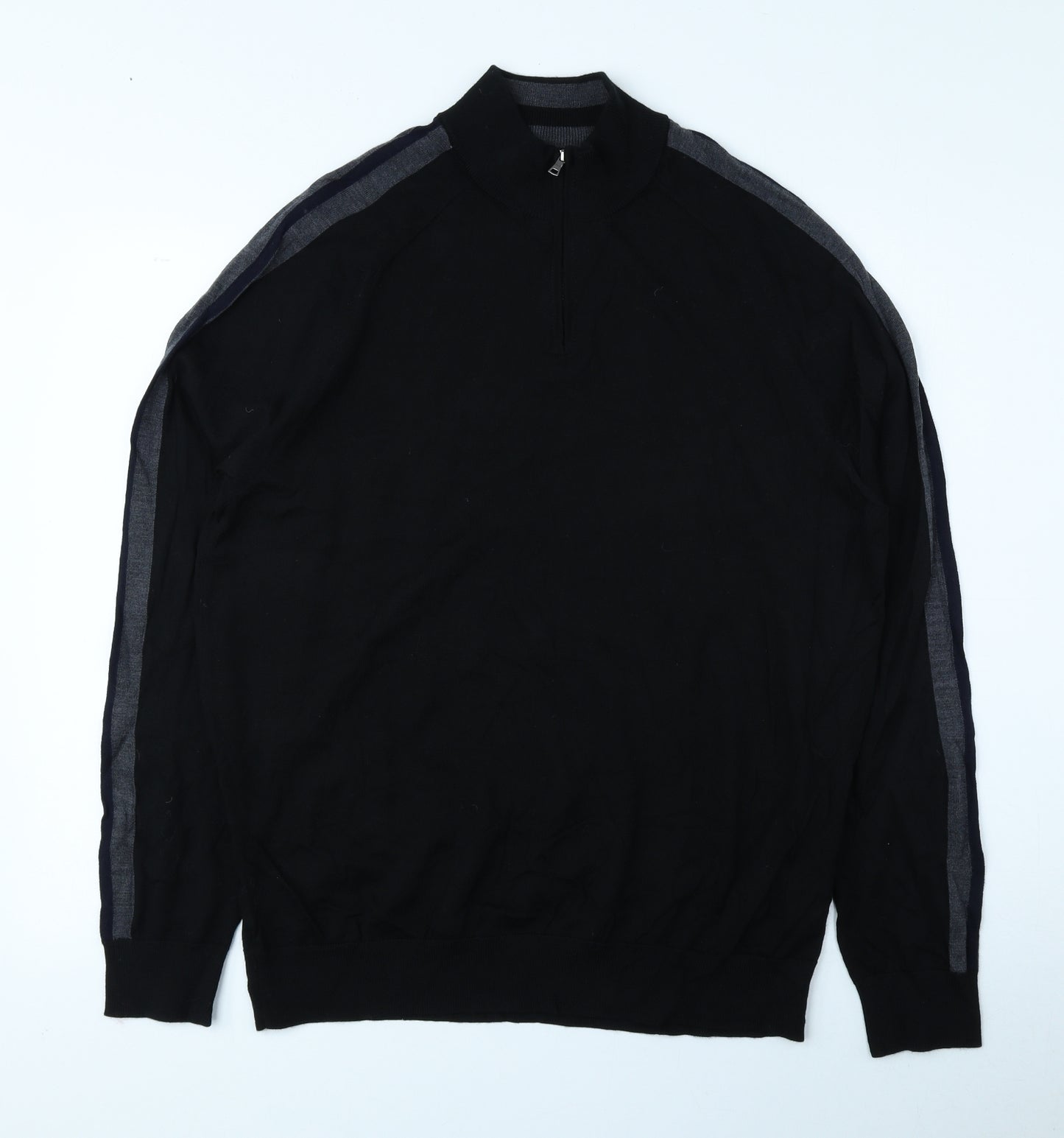 Marks and Spencer Mens Black High Neck Wool Pullover Jumper Size L
