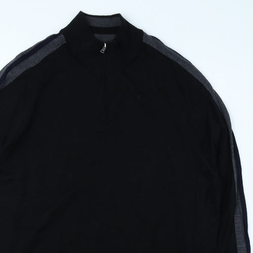 Marks and Spencer Mens Black High Neck Wool Pullover Jumper Size L
