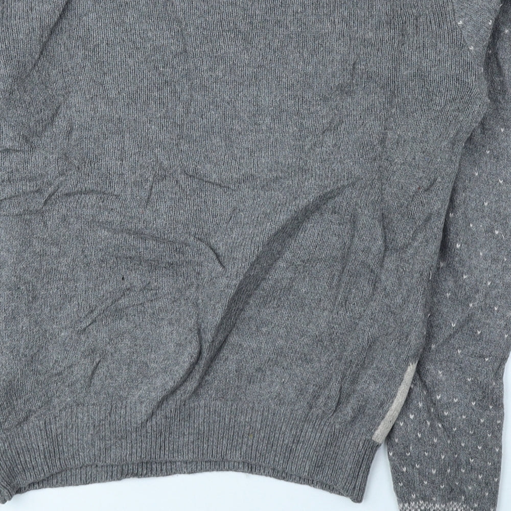 NEXT Girls Multicoloured Round Neck Geometric Cotton Pullover Jumper Size 15-16 Years Pullover - Christmas Jumper