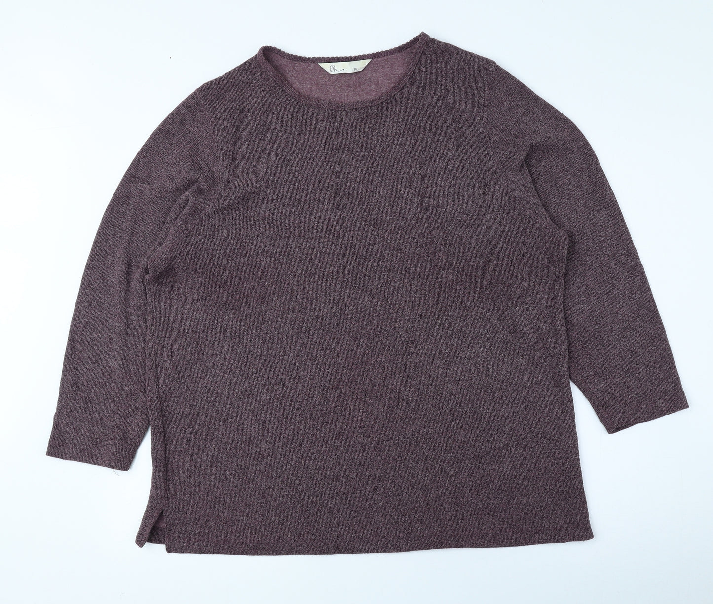BHS Womens Purple Round Neck Polyester Pullover Jumper Size 16